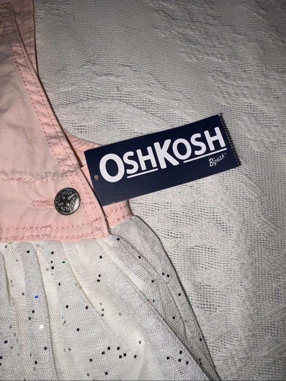 OshKosh Pink Bunny Embroidered Tulle Pinafore Dress BNWT 18m